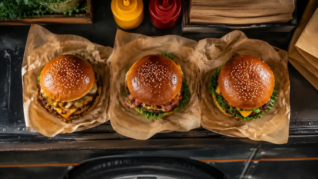 Editorial photo of burger food truck