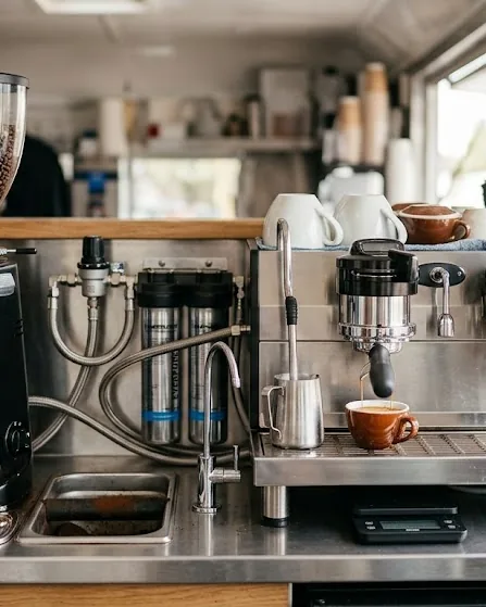 Detail view of sizing the espresso machine, grinder and water system for peak-hour throughput