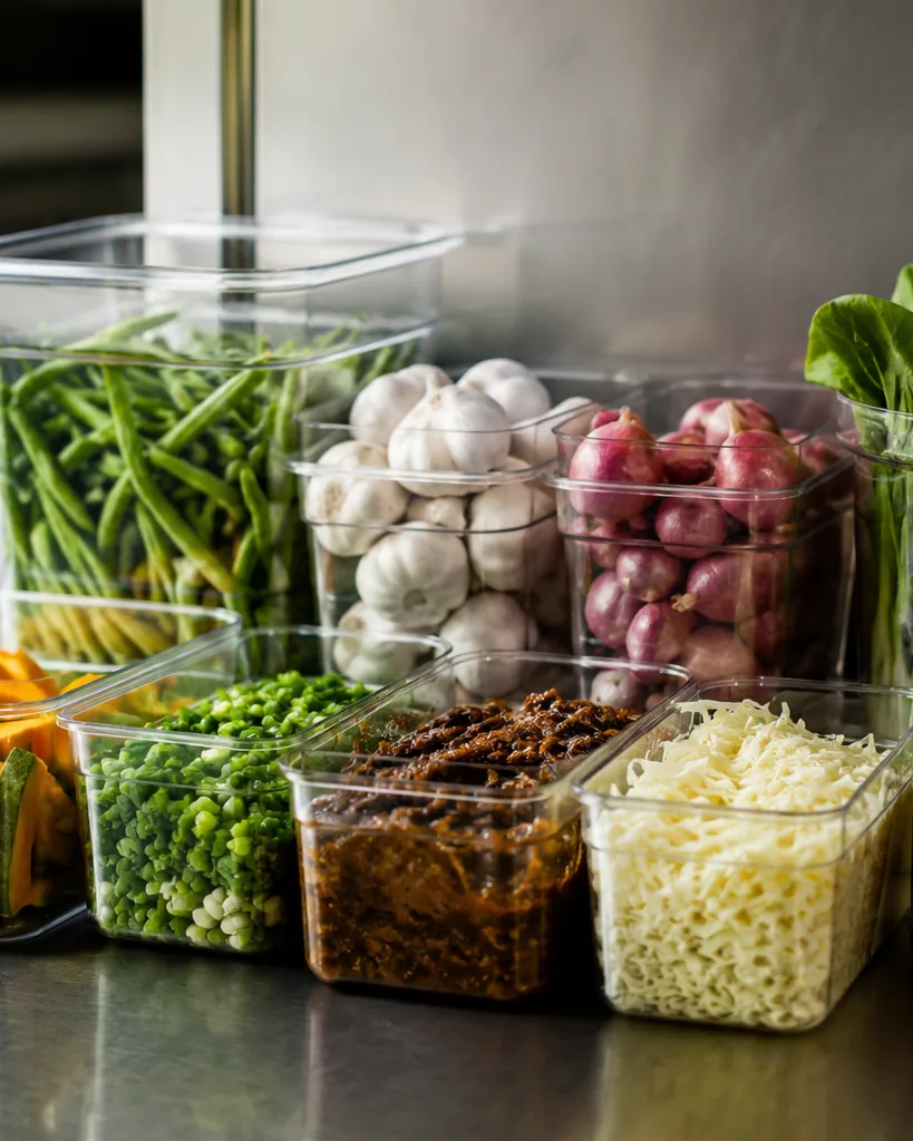 Detail view of stocking the pantry without bleeding waste
