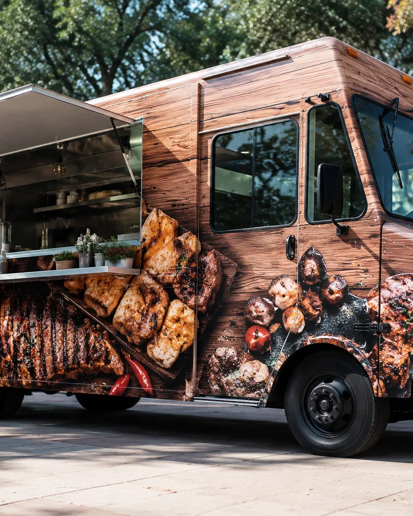Detail view of what a food truck wrap really costs