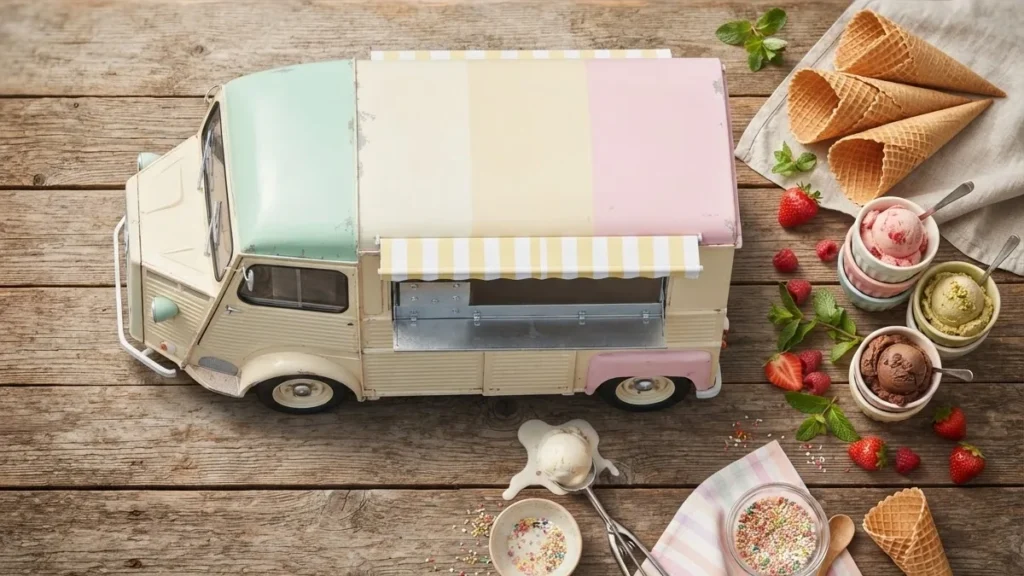 Editorial photo of ice cream food truck