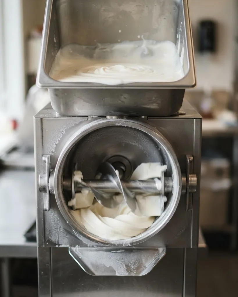 Detail view of inside the Machine: Hopper, Cylinder, Dasher