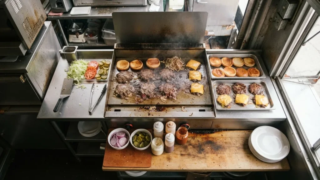 Editorial photo of mr gees burger truck