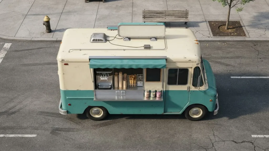 Editorial photo of new york ice cream truck
